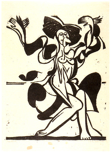 Ernst Ludwig Kirchner Dancing Mary Wigman - Woodcut